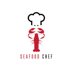 lobster and chef negative space vector concept