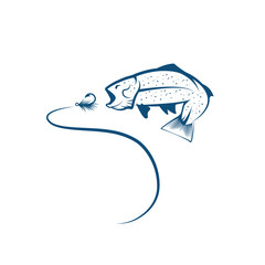 Obraz premium vector design template of trout and lure