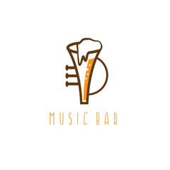 music bar vector concept with trumpet and beer