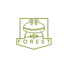line art vector crest with simple frog