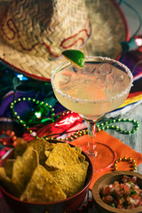 Fiesta: Delicious Margarita On The Rocks With Salt On Rim