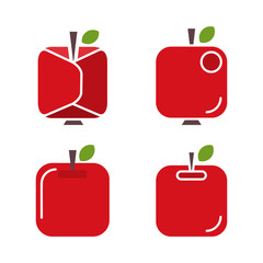 Set of abstract icons apples. Vector illustration