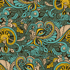 vector seamless pattern  in a zentangle style. colorful illustration