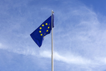 Flag of European Union on a flagpole