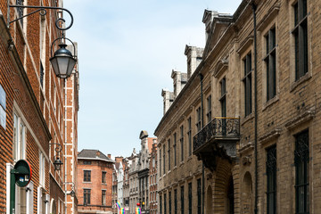 BRUSSELS, BELGIUM - June 16, 2016. Street view of Buildings around city night, one of the most popular tourist destinations in brussel, Belgium.