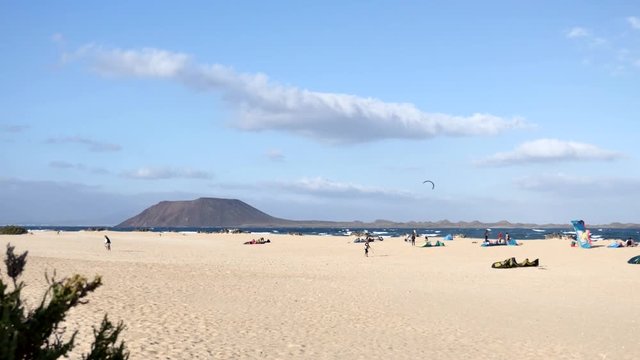 plage de kitesurf corralejo Fuerteventura (4k vidéo)