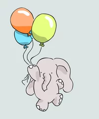 Fotobehang Kinderlijke tekening van olifant © emieldelange