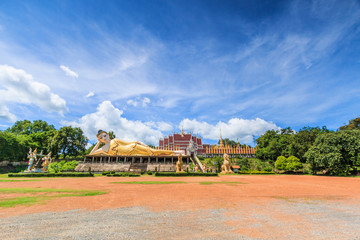 Reclining buddha at the temple in Phrae province of Thailand