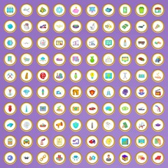 100 business investment icons set in cartoon style