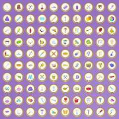 100 craft icons set in cartoon style