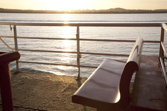 Seat On Ferry At Sunset