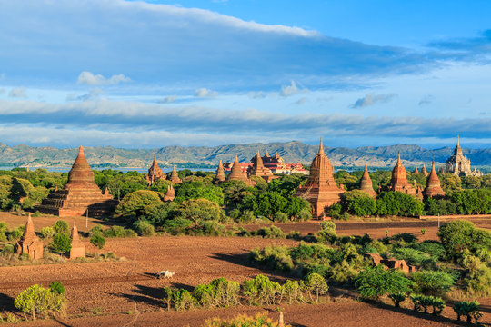 A view at ancient pagoda field in Bagan or Bagan-Nyaung U of Myanmar