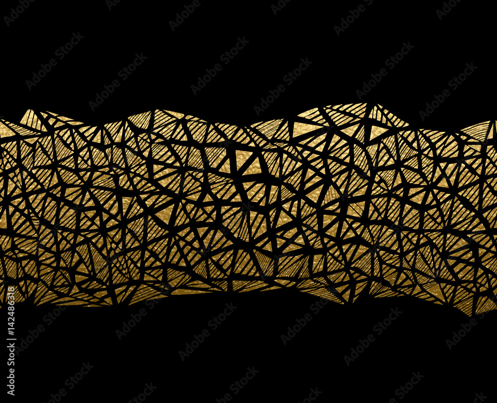 Leinwandbilder abstract gold texture seamless pattern on the black. geometric triangle simple background.