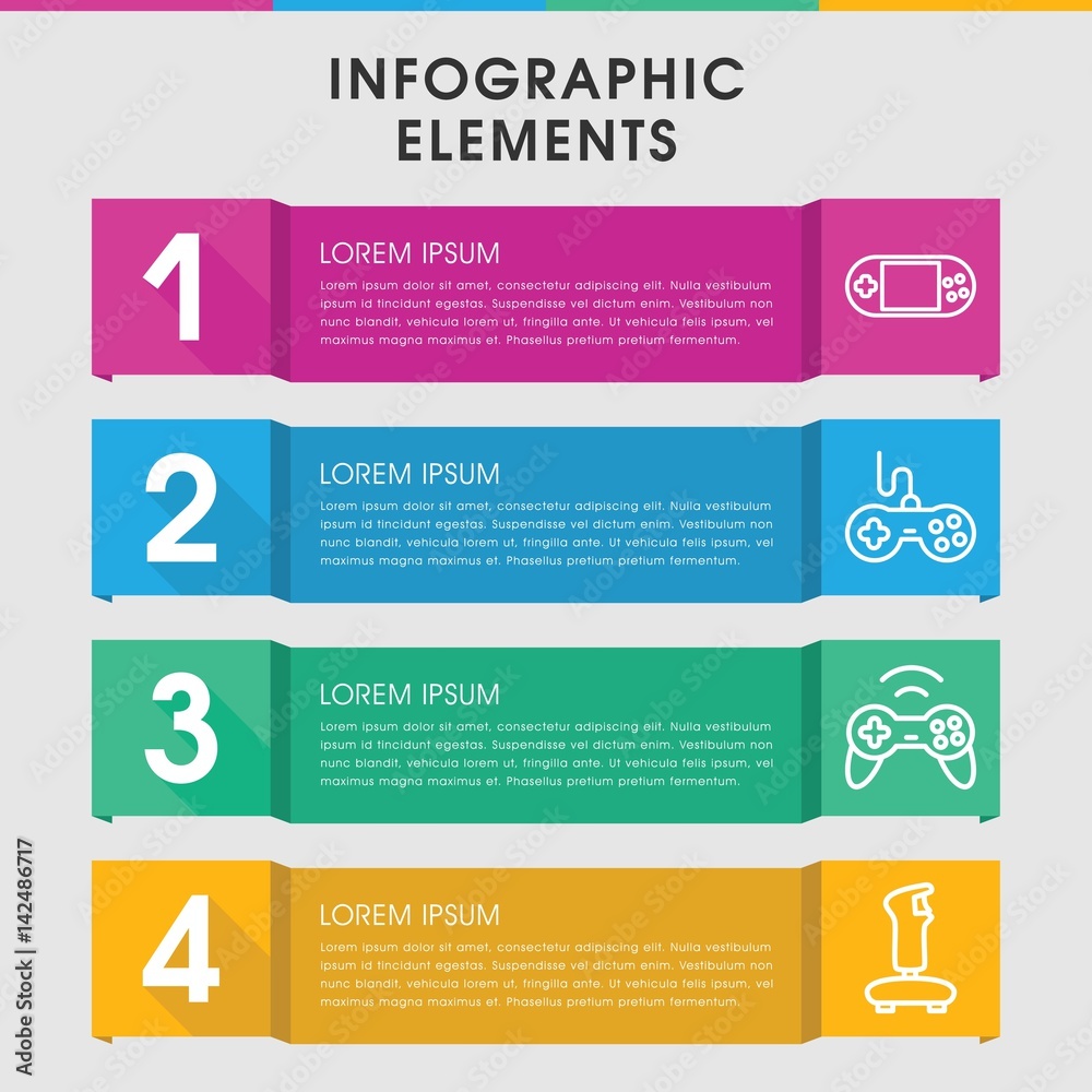 Poster joystick infographic design with elements.