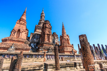 Sukhothai historical park; the old town of Thailand. They are public domain or treasure of Buddhism, no restrict in copy or use