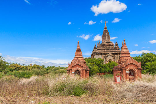 Pagoda view at Bagan; The old province with fully ancient pagodas in Myanmar