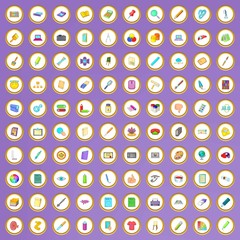 100 graphic design icons set in cartoon style