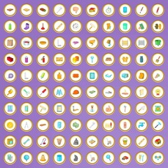 100 home repair icons set in cartoon style