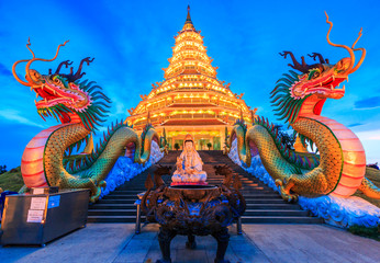 Fototapeta premium Wat Hyua Pla Kang is the Chinese temple style in Chiangrai province of Thailand