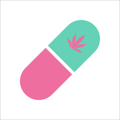 Marijuana medical pill simple flat icon on background