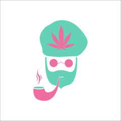 Abstract Rastaman man's face simple flat icon on background