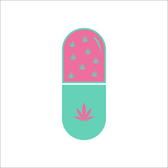 Marijuana medical pill simple flat icon on background