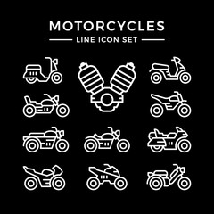 Set line icons of motorcycles