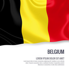 Silky flag of Belgium waving on an isolated white background with the white text area for your advert message. 3D rendering.