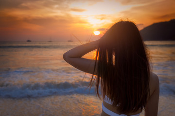 Young asia woman with white bikini © Peera