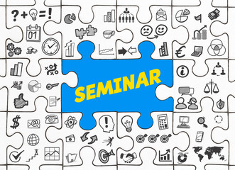 Fototapeta premium Seminar / Puzzle mit Symbole