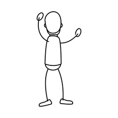 draw of Human figure of man expressing himself over white background. vector illustration