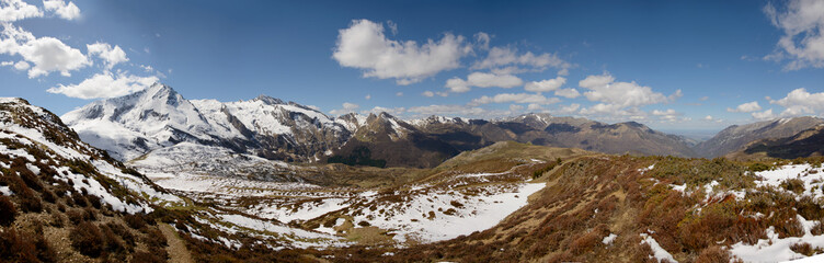 panorama of the french Pyrenees mountains, col du Soulor