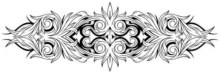 Floral black and white tattoo ornamental pattern