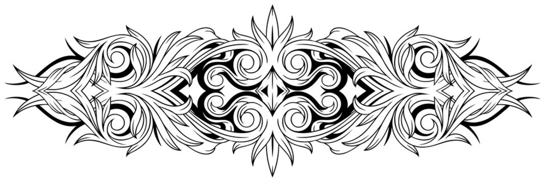 Floral black and white tattoo ornamental pattern