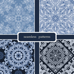 set of four floral seamless patterns.