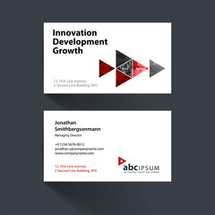Vector business card template with colourful triangular shapes f