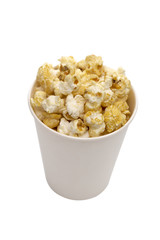 Popcorn on the white background