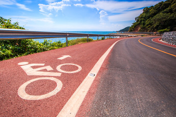 Bicycle lane along the coastal road