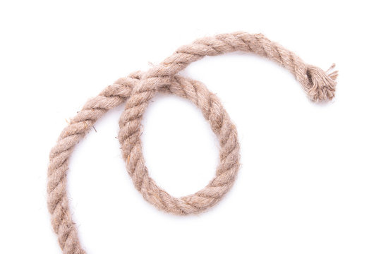 Thick rope on a white background. Sea rope