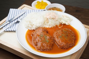 chicken tonkatsu. Japanese style cusine.