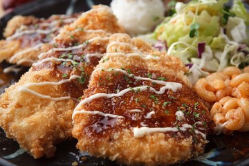chicken tonkatsu. Japanese style cusine. 치킨돈까스