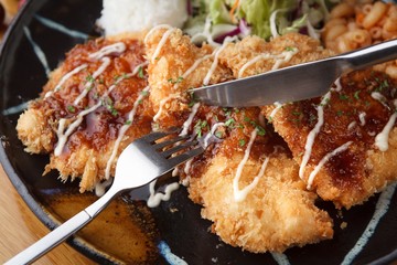 chicken tonkatsu. Japanese style cusine.