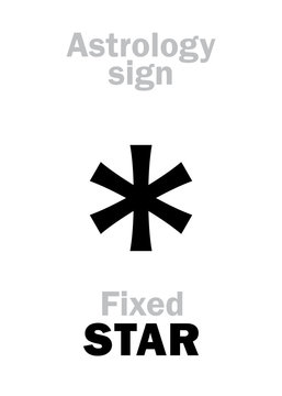 Astrology Alphabet: fixed STAR. Hieroglyphics character sign (single symbol).