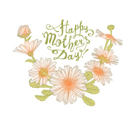 Happy Mother's Day congratulation card with chamomile