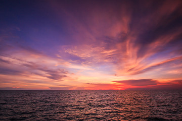 Sunset with the sea. The romance time for honeymoon trip
