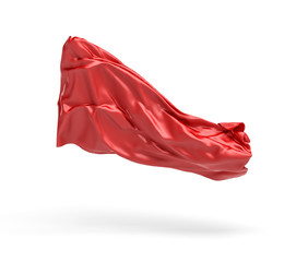 3d rendering of piece of red satin clothes is flying in the air isolated on white background