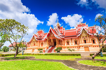 Temple at Vientiane of Laos. They are public domain or treasure of Buddhism, no restrict in copy or use