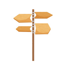Wooden way direction cartoon sign