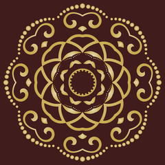 Round golden vector ornament. Modern background. Geometric modern pattern
