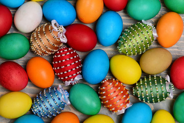 Fototapeta na wymiar set with colorful eggs . Happy Easter concept